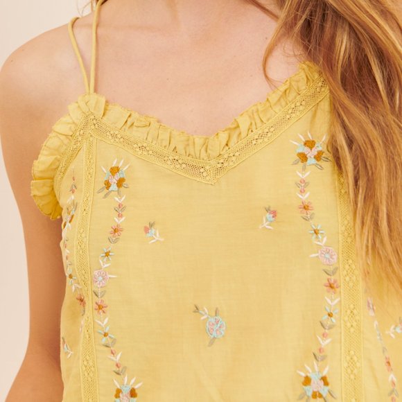 NEW Anthropologie Let Me Be Women Camilla Silk Blend Floral Embroidered Ruffled - Picture 3 of 6